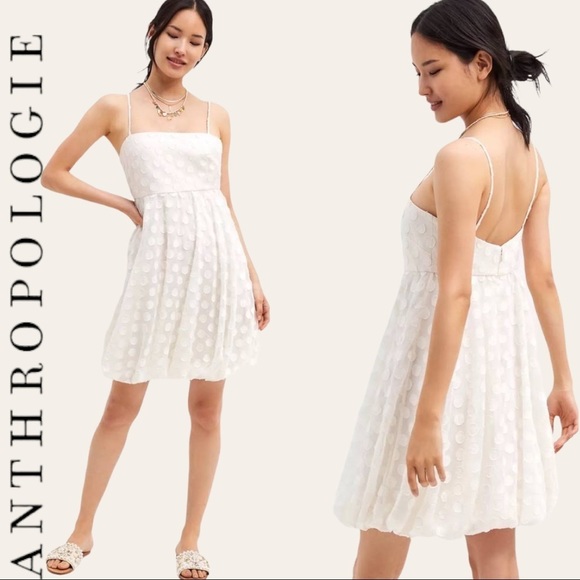 Anthropologie Dresses & Skirts - NWT Anthropologie Textured Polka dot ivory mini summer party dress size 4 small